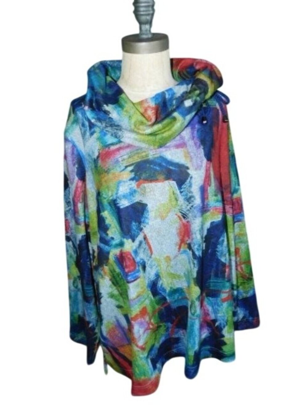 Ali Miles Size 2X Plus Size Cowl Neck Artsy Soft Felted Fabric Top NWT $79